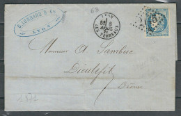FRANCE 1871 N° 46 B Obl. S/Lettre GC 2145 Lyon Pour Dieulefit - 1870 Emission De Bordeaux