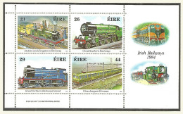 IRELAND 1984 Mint Block MNH(**) Trains - Blokken & Velletjes