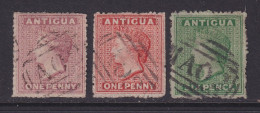 Antigua, Scott 2-4 (SG 5, 7-8), Used - 1858-1960 Colonie Britannique