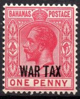 BAHAMAS/1918/MH/SC#MR7/ KING GEORGE V/ KGV/ WAR TAX / 1p CARMINE ROSE - 1859-1963 Colonia Britannica