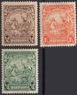 BARBADOS/1925-35/MH/SC#165-6, 168/ SEAL OF THE COLONY / KING GEORGE V/ KGV / PARTIAL SET/ 1/4p MNH - Barbados (...-1966)