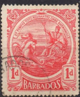 BARBADOS/1916-8/USED/SC#129/ SEAL OF THE COLONY / KING GEORGE V/ KGV / 1p RED - Barbados (...-1966)