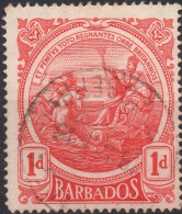 BARBADOS/1916-8/USED/SC#129/ SEAL OF THE COLONY / KING GEORGE V/ KGV / 1p RED - Barbados (...-1966)