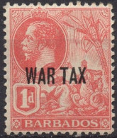 BARBADOS/1917/MH/SC#MR1/ KING GEORGE V/ KGV/ WAR TAX/ 1c CARMINE - Barbados (...-1966)