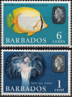 BARBADOS/1965/MNH/SC#267, 272/ QUEEN ELIZABETH II/ QEII / SEA LIVES/  PARTIAL SET /1c MH - Barbados (...-1966)