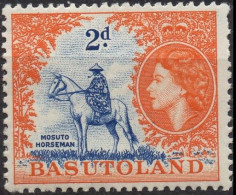 BASUTOLAND/1954/MH/SC#48/ QUEEN ELIZABETH II / QEII/ PICTORIAL  / 2p ORANGE & DP BLUE / WMK 4 - 1933-1964 Colonia Británica