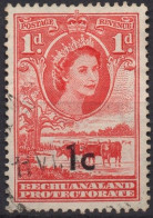 BECHUANALAND PROTECTORATE/1961/USED/SC#169/QUEEN ELIZABETH II / QEII / CATTLE AND BAOBAB / 1p  ON 1c - 1885-1964 Protectorat Du Bechuanaland