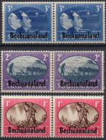 BECHUANALAND PROTECTORATE/1945/MNH/SC#137-9/SOUTH AFRICA OVERPRINTED PAIR / HORIZONTAL PAIRS/ FULL SET - 1885-1964 Herrschaft Von Bechuanaland