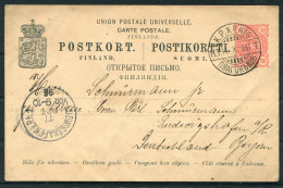 1896 Finland Stationery Postcard K.P.X.P. No 6 TPO Railway - Ludwigshafen Germany - Storia Postale