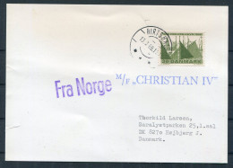 1969 Denmark Norway Hirtshals "Fra Norge" Paquebot M/F CHRISTIAN 4th Ship Postcard Slania - Briefe U. Dokumente