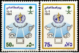 Saudi Arabia 1989 World Health Organisation Day, 2 Values MNH SA-89-06 Heathcare Comminucation - WGO