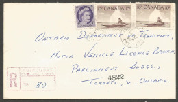 1962 Registered Cover 24c Wilding/Kayak CDS Agincourt Sub No 1 Ontario To Toronto - Histoire Postale