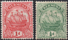 BERMUDA/1922-34/MH/SC#82, 83a/CARAVEL / SHIPS /BOATS / 1/2p MNG/ PARTIAL SET - Bermudes