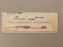 Romania Rumanien Roumanie - Cupon Mandat Postal Coupon Mandate Postauftrag - Suceava 1968 - Briefe U. Dokumente