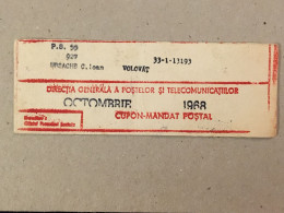 Romania Rumanien Roumanie - Cupon Mandat Postal Coupon Mandate Postauftrag - Suceava 1968 - Cartas & Documentos