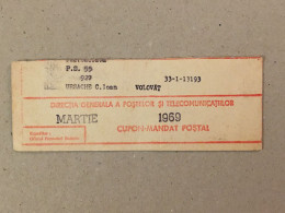 Romania Rumanien Roumanie - Cupon Mandat Postal Coupon Mandate Postauftrag - Suceava 1969 - Briefe U. Dokumente