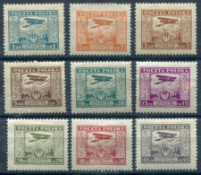 POLAND 1925 Airmail Definitive LHM / *.  Michel 224-32 - Unused Stamps