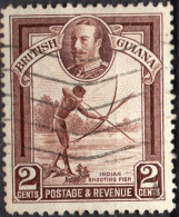 BRITISH GUIANA/1934/USED/SC#211/ KING GEORGE V / KGV / INDIAN/ FISHING/ CULTURES / 2c BROWN - British Guiana (...-1966)