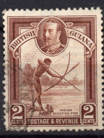 BRITISH GUIANA/1934/USED/SC#211/ KING GEORGE V / KGV / INDIAN/ FISHING/ CULTURES / 2c BROWN - British Guiana (...-1966)