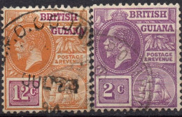 BRITISH GUIANA/1921-7/USED/SC#193, 196/ KING GEORGE V / KGV / SHIPS/ BOAT/ SHORT SET - British Guiana (...-1966)