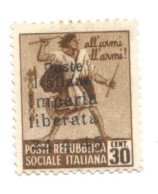 (REGNO D'ITALIA) 1945, IMPERIA LIBERATA - Francobollo Nuovo Linguellato (CAT. SASSONE N. 5) - Comite De Liberación Nacional (CLN)