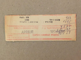 Romania Rumanien Roumanie - Cupon Mandat Postal Coupon Mandate Postauftrag - Suceava 1971 - Briefe U. Dokumente