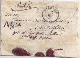 Baden 1868, K2 Sinsheim Auf Gesiegeltem Brief M. Portovermerk 10 Kr. Erh. #1482 - Lettres & Documents