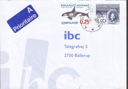 Greenland A Prioritaire Label QAQORTOQ (Julianehåb) 1997 Cover Brief Lettre BALLERUP Denmark Europa CEPT & Whale Wale - Cartas & Documentos