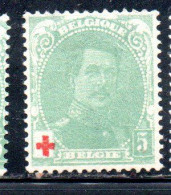 BELGIQUE BELGIE BELGIO BELGIUM 1915 KING ROI ALBERT I RED CROSS CROIX ROUGE 5c MH - 1914-1915 Rotes Kreuz