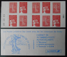 Carnet Marianne Luquet Semeuse De Roty 1511 Daté Les Cent Ans De La Semeuse De Roty - Libretti