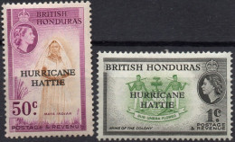 BRITISH HONDURAS/1962/MH/SC#163, 166/ QUEEN ELIZABETH II / QEII / HURRICANE HATTIE / SHORT SET - Honduras Británica (...-1970)