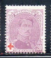 BELGIQUE BELGIE BELGIO BELGIUM 1915 KING ROI ALBERT I RED CROSS CROIX ROUGE 20c MH - 1914-1915 Rotes Kreuz