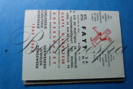 Fayt NV Koperskaart 1962-63 Uurwerker Juwelen Zilverwerk - Historische Dokumente