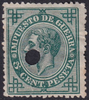 Spain 1876 Sc MR5 España Ed 183T War Tax Telegraph Punch (taladrado) Cancel - Telegrafi