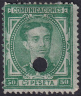 Spain 1876 Sc 227 España Ed 179T Telegraph Punch (taladrado) Cancel - Telegramas