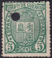 Spain 1875 Sc MR3 España Ed 154T War Tax Telegraph Punch (taladrado) Cancel - Télégraphe