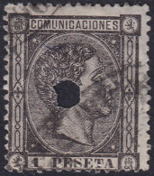 Spain 1875 Sc 219 España Ed 169T Telegraph Punch (taladrado) Cancel - Telegramas