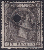 Spain 1875 Sc 219 España Ed 169T Telegraph Punch (taladrado) Cancel - Telegraph