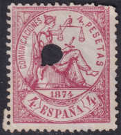 Spain 1874 Sc 209 España Ed 151T Telegraph Punch (taladrado) Cancel - Telegramas