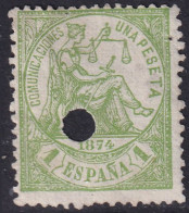 Spain 1874 Sc 208 España Ed 150T Telegraph Punch (taladrado) Cancel - Telegrafen