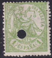 Spain 1874 Sc 208 España Ed 150T Telegraph Punch (taladrado) Cancel - Telegraph