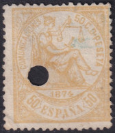 Spain 1874 Sc 207 España Ed 149T Telegraph Punch (taladrado) Cancel - Telegraph