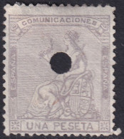 Spain 1873 Sc 198 España Ed 138T Telegraph Punch (taladrado) Cancel - Telegrafen