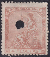 Spain 1873 Sc 199 España Ed 139T Telegraph Punch (taladrado) Cancel - Telegraph