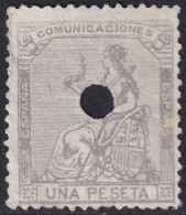 Spain 1873 Sc 198b España Ed 138T Telegraph Punch (taladrado) Cancel Small Thin - Telegrafi