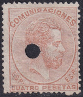 Spain 1872 Sc 188 España Ed 128T Telegraph Punch (taladrado) Cancel - Telegramas