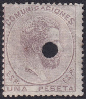 Spain 1872 Sc 187 España Ed 127T Telegraph Punch (taladrado) Cancel - Telegrafi