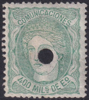 Spain 1870 Sc 169 España Ed 110T Telegraph Punch (taladrado) Cancel - Telegraph