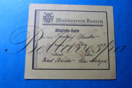 Musikverein BEUREN Mitglieds-karte Friedrig Pfa.. 1937 -1938-1939 - Documents Historiques