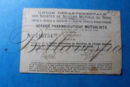Service Pharmaceutique Mutualiste  DESSAUX Julien 1927-28 Consortiu Roubaix-Tourcoing Industrie Textile - Historical Documents